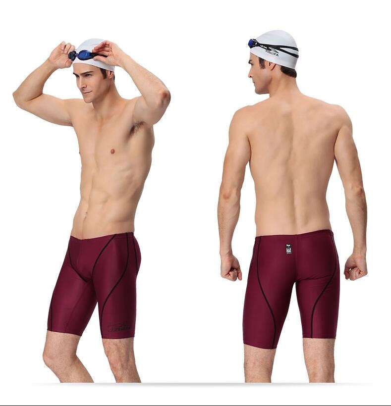 Mercerized Anti-chlorine Professional Competition Five-point Training Competition Quick-drying Swimming Trunks