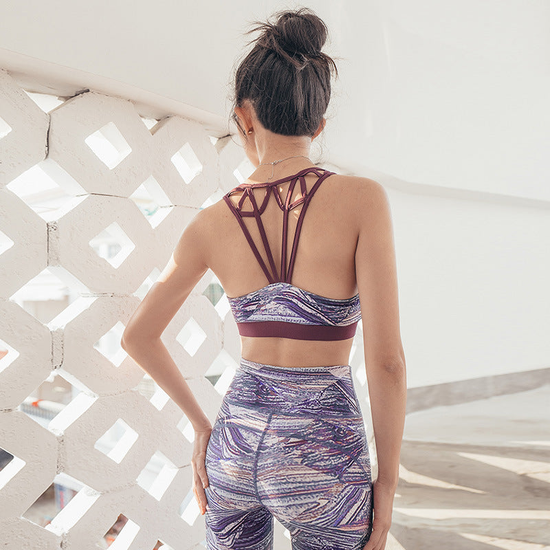 Ladies High-waist Hip-lifting Tight Yoga Pants Two-piece Suit